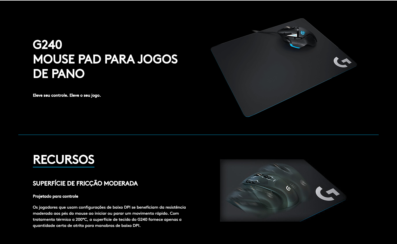 Mousepad Gamer Logitech G240, Pequeno (280x340mm) - 943-000093